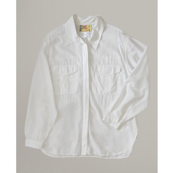 Fred David chemise white button front shirt with flap pockets 70s 80s - Picture 1 of 3